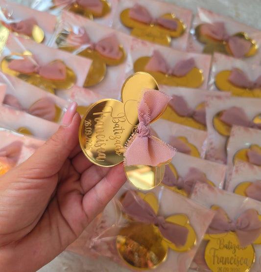 Íman Minnie acrílico dourado espelhado 🌸