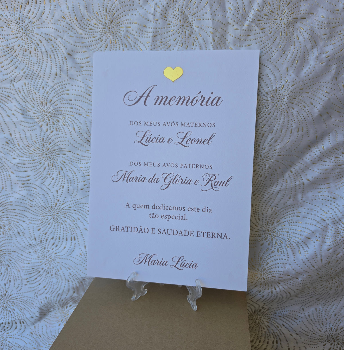 Placa personalizada "Saudade"
