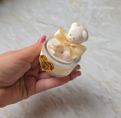 Ursinho em gesso perfumado com copo de vidro 🧸