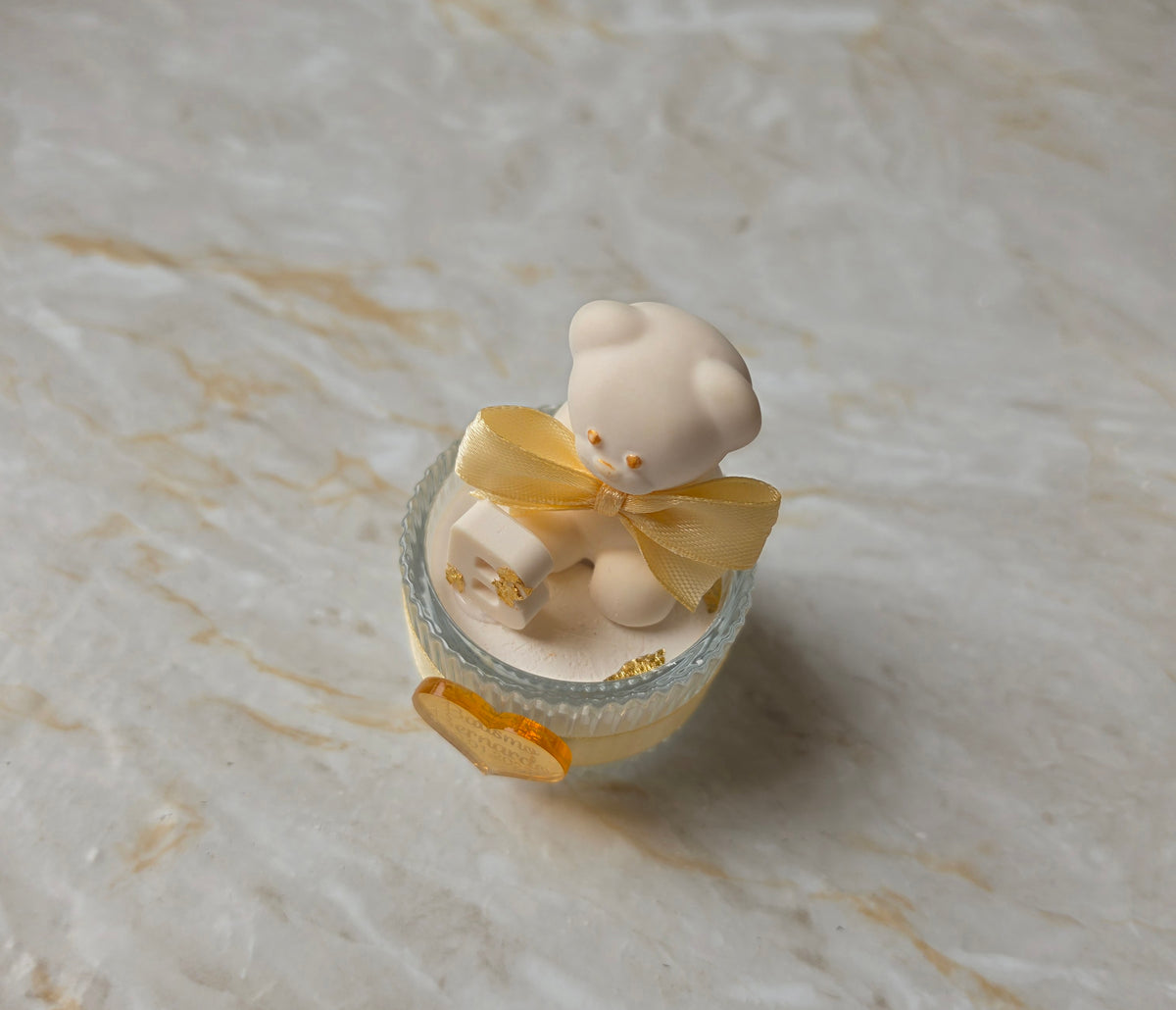 Ursinho em gesso perfumado com copo de vidro 🧸