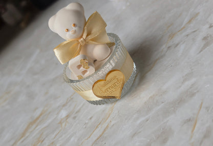 Ursinho em gesso perfumado com copo de vidro 🧸