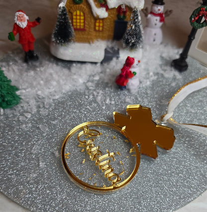 Bola Natal flocos de ouro com nome